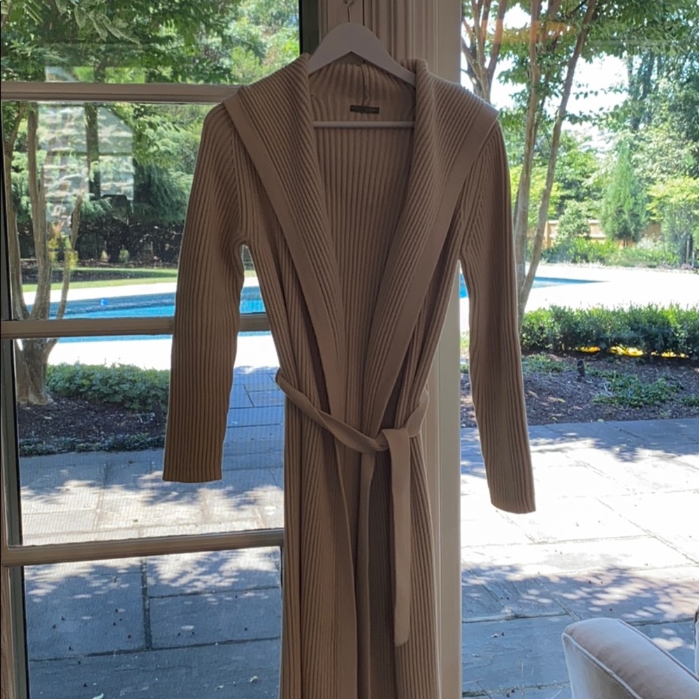 J. Crew hooded sweater duster with belt